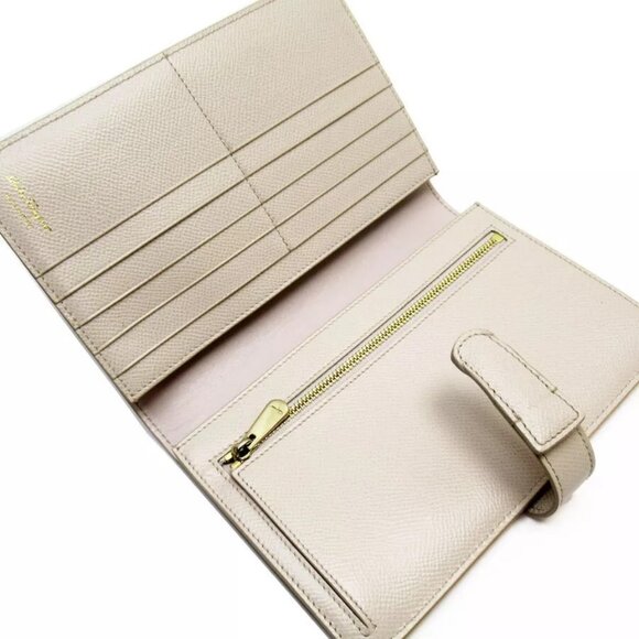 Auth Salvatore Ferragamo Gancio Bifold Long Wallet light beige leather - Picture 9 of 12